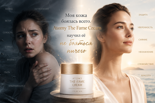 крем для чувствительной кожи, восстановление липидного барьера, Atomy The Fame Cream отзыв, крем с ниацинамидом, успокаивающий крем для лица, уход за реактивной кожей, корейский крем для проблемной кожи